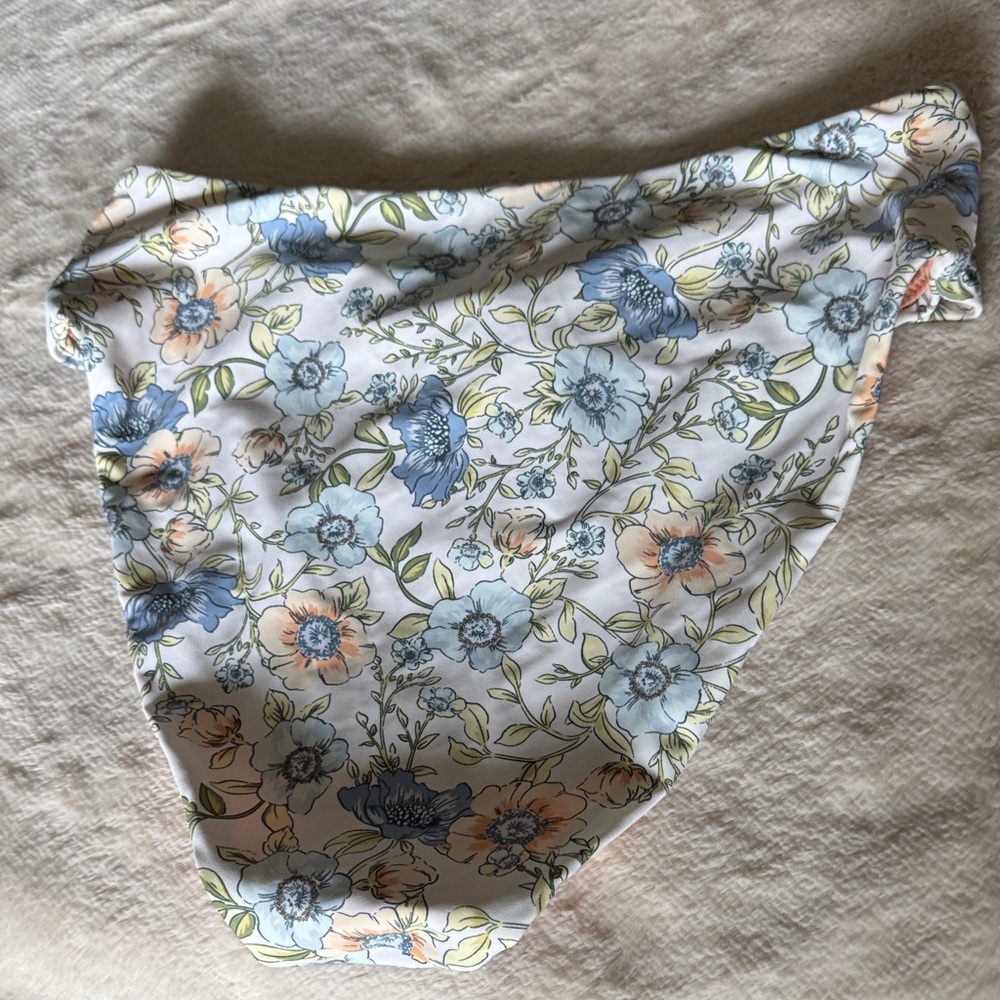 NWT J. Crew Floral Bikini Bottoms in White, Blue, Green, and Peach, M - Picture 4 of 4